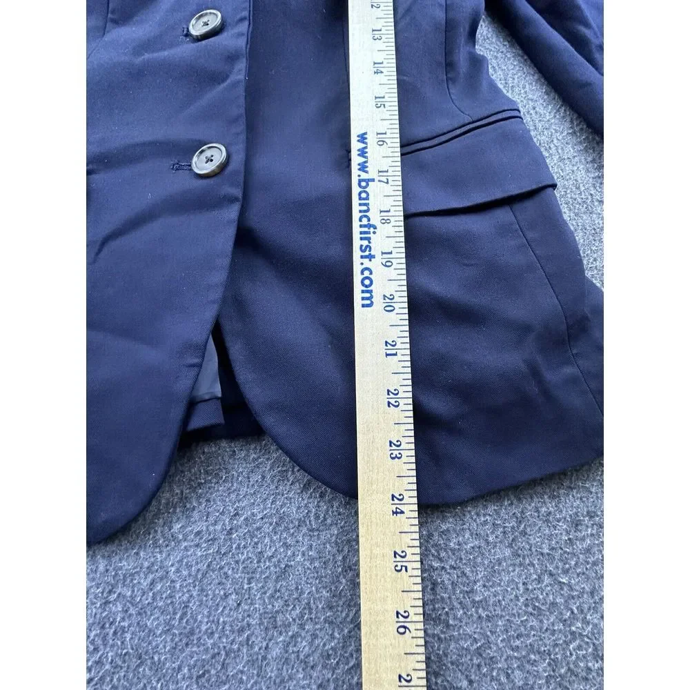 J. Crew Blazer Women's‎ 0 Navy Blue Single-Breasted Suit Jacket Business Career